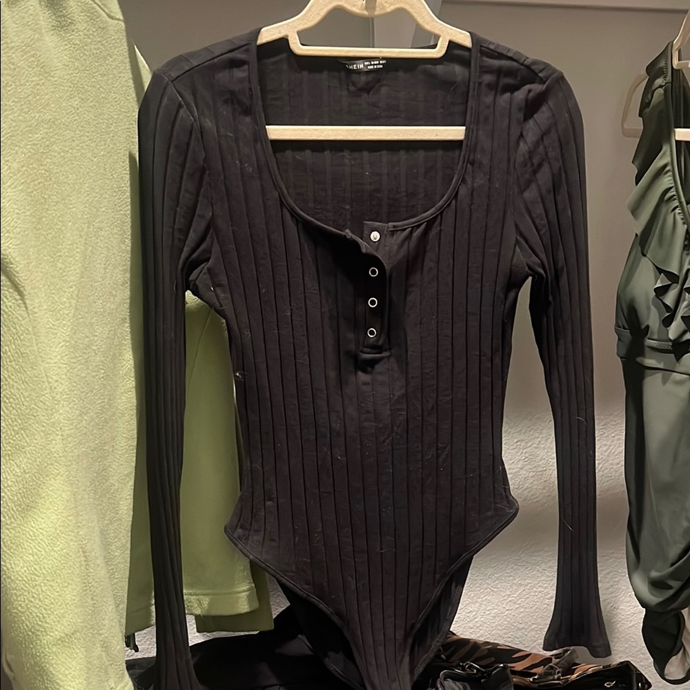 Black button down body suit